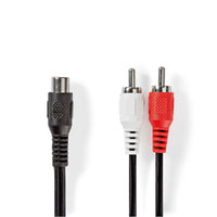 Sztereó audiokábel | 2x RCA Dugasz | RCA Aljzat | Nikkelezett | 0.20 m | Kerek | Fekete | Buborékfólia