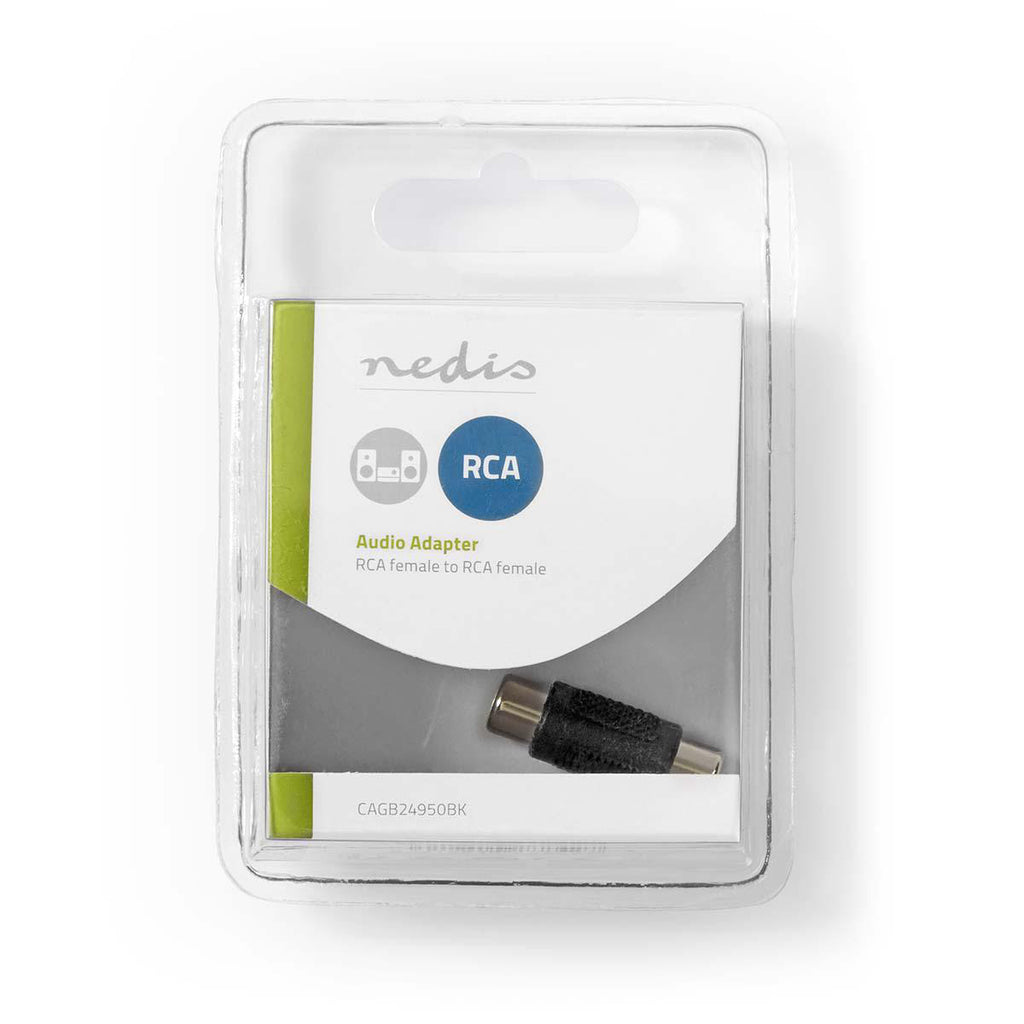 Mono audio adapter | RCA Aljzat | RCA Aljzat | Nikkelezett | Egyenes | ABS | Fekete | 1 db | Buborékfólia