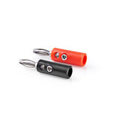 Banán csatlakozó | Egyenes | Dugasz | Nikkelezett | Csavar | Bemenő kábel átmérő: 4.5 mm | PVC | Fekete / Piros | 4 db | Doboz