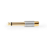 Mono audio adapter | 6.35 mm Dugasz | RCA Aljzat | Aranyozott | Egyenes | Fém | Ezüst | 1 db | Doboz