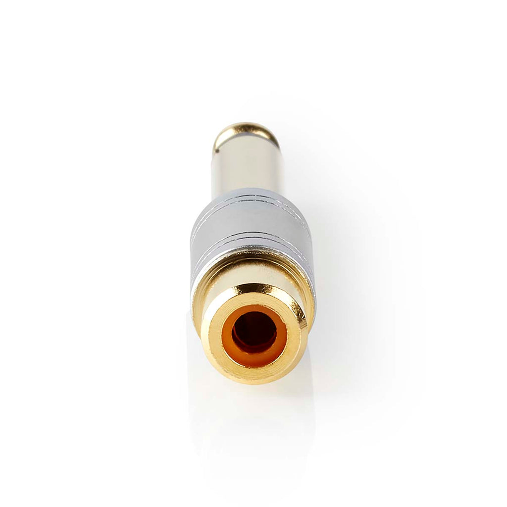 Mono audio adapter | 6.35 mm Dugasz | RCA Aljzat | Aranyozott | Egyenes | Fém | Ezüst | 1 db | Doboz
