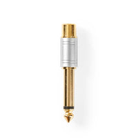 Mono audio adapter | 6.35 mm Dugasz | RCA Aljzat | Aranyozott | Egyenes | Fém | Ezüst | 1 db | Doboz