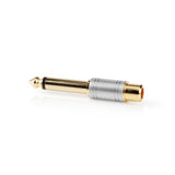 Mono audio adapter | 6.35 mm Dugasz | RCA Aljzat | Aranyozott | Egyenes | Fém | Ezüst | 1 db | Doboz