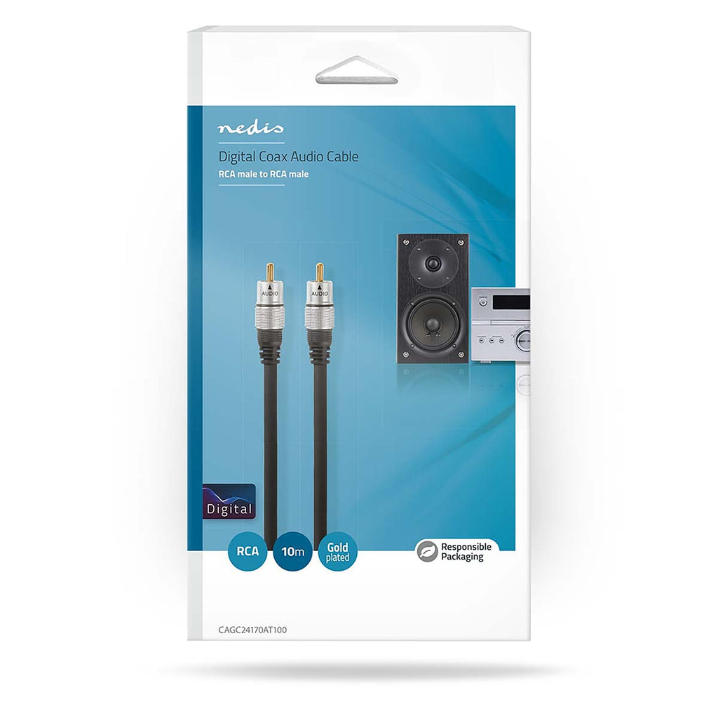 Digitális Audio Kábel | RCA Dugasz | RCA Dugasz | Aranyozott | 10.0 m | Kerek | PVC | Antracit | Doboz