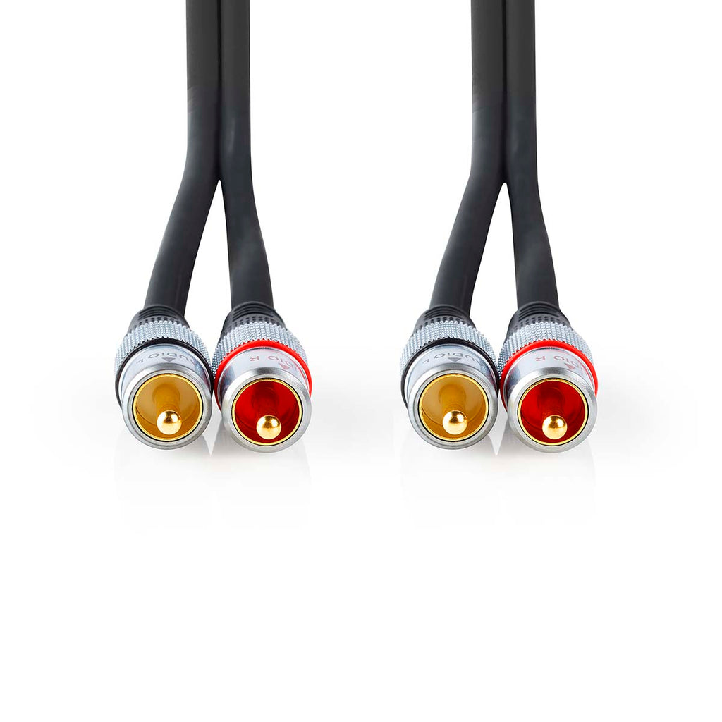 Sztereó audiokábel | 2x RCA Dugasz | 2x RCA Dugasz | Aranyozott | 0.80 m | Kerek | Antracit | Doboz