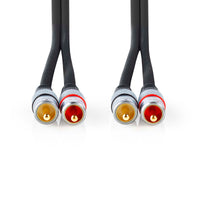 Sztereó audiokábel | 2x RCA Dugasz | 2x RCA Dugasz | Aranyozott | 0.80 m | Kerek | Antracit | Doboz