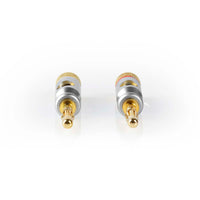 Banán csatlakozó | Egyenes | Dugasz | Aranyozott | Csavar | Bemenő kábel átmérő: 7.0 mm | Zinc Alloy | Ezüst | 2 db | Doboz