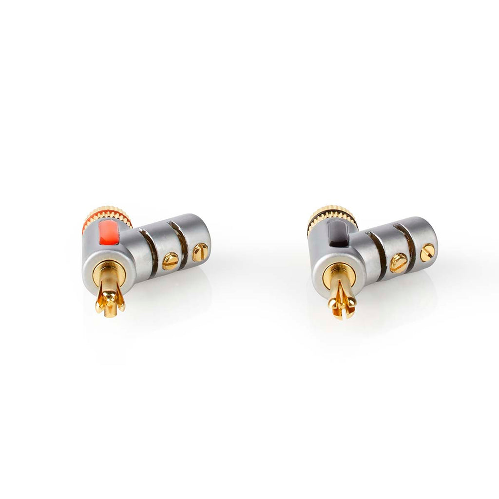 Banán csatlakozó | Egyenes | Dugasz | Aranyozott | Csavar | Bemenő kábel átmérő: 7.4 mm | Zinc Alloy | Ezüst | 2 db | Doboz-1