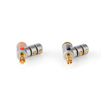 Banán csatlakozó | Egyenes | Dugasz | Aranyozott | Csavar | Bemenő kábel átmérő: 7.4 mm | Zinc Alloy | Ezüst | 2 db | Doboz-1