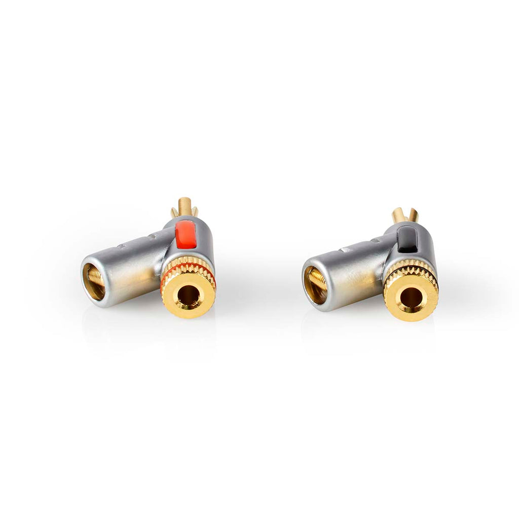 Banán csatlakozó | Egyenes | Dugasz | Aranyozott | Csavar | Bemenő kábel átmérő: 7.4 mm | Zinc Alloy | Ezüst | 2 db | Doboz-3