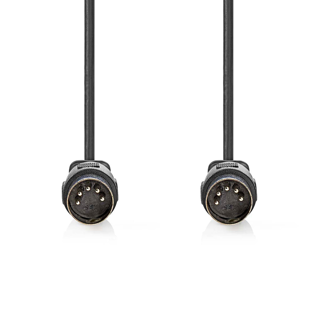 DIN audio kábel | DIN 5 Tűs Dugasz | DIN 5 Tűs Dugasz | Nikkelezett | 1.00 m | Kerek | PVC | Fekete | Label-1