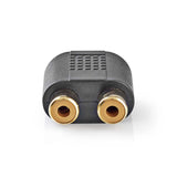 Sztereó audio adapter | 3.5 mm Dugasz | 2x RCA Aljzat | Aranyozott | Egyenes | ABS | Fekete | 10 db | Műanyag Zacskó