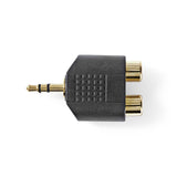 Sztereó audio adapter | 3.5 mm Dugasz | 2x RCA Aljzat | Aranyozott | Egyenes | ABS | Fekete | 10 db | Műanyag Zacskó