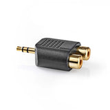 Sztereó audio adapter | 3.5 mm Dugasz | 2x RCA Aljzat | Aranyozott | Egyenes | ABS | Fekete | 10 db | Műanyag Zacskó