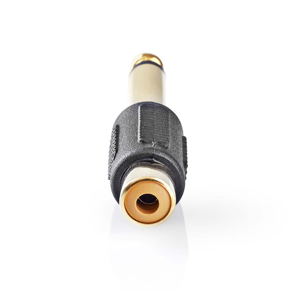 Mono audio adapter | 6.35 mm Dugasz | RCA Aljzat | Aranyozott | Egyenes | ABS | Fekete | 10 db | Műanyag Zacskó