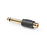 Mono audio adapter | 6.35 mm Dugasz | RCA Aljzat | Aranyozott | Egyenes | ABS | Fekete | 10 db | Műanyag Zacskó