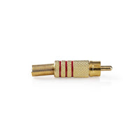 RCA csatlakozó | Egyenes | Dugasz | Aranyozott | Forrasztó | Bemenő kábel átmérő: 7.0 mm | Fém | Arany/Piros | 10 db | Műanyag Zacskó