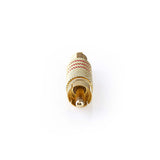 RCA csatlakozó | Egyenes | Dugasz | Aranyozott | Forrasztó | Bemenő kábel átmérő: 7.0 mm | Fém | Arany/Piros | 10 db | Műanyag Zacskó