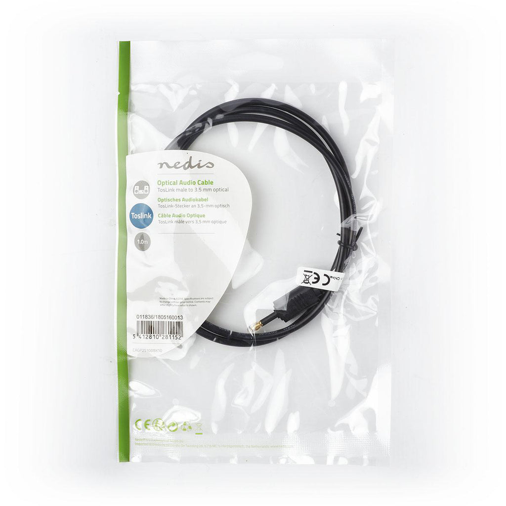 Optikai Audiokábel | TosLink Dugasz - 3,5 mm-es Optikai Dugasz | 1,0 m | Fekete