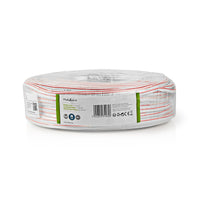 Hangszóró kábel | 2x 1.50 mm² | CCA | 100.0 m | Kerek | PVC | Fehér | Zsugor csomagolás