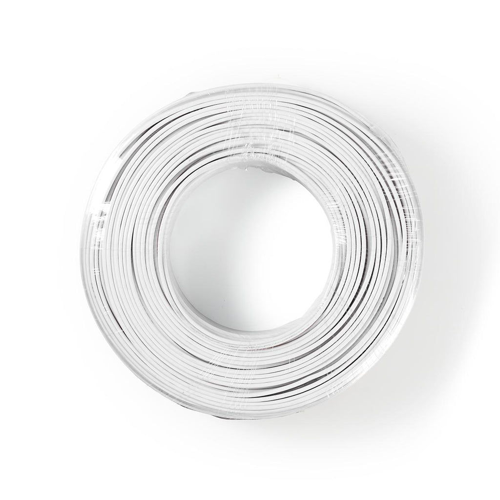 Hangszóró kábel | 2x 1.50 mm² | CCA | 100.0 m | Kerek | PVC | Fehér | Zsugor csomagolás