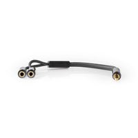 Sztereó audiokábel | 3.5 mm Dugasz | 2 db 3.5 mm-es Aljzat | Aranyozott | 0.20 m | Kerek | Gun Metal Szürke / Szürke | Ablakos Fedő Doboz