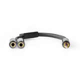 Sztereó audiokábel | 3.5 mm Dugasz | 2 db 3.5 mm-es Aljzat | Aranyozott | 0.20 m | Kerek | Gun Metal Szürke / Szürke | Ablakos Fedő Doboz