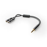 Sztereó audiokábel | 3.5 mm Dugasz | 2 db 3.5 mm-es Aljzat | Aranyozott | 0.20 m | Kerek | Gun Metal Szürke / Szürke | Ablakos Fedő Doboz