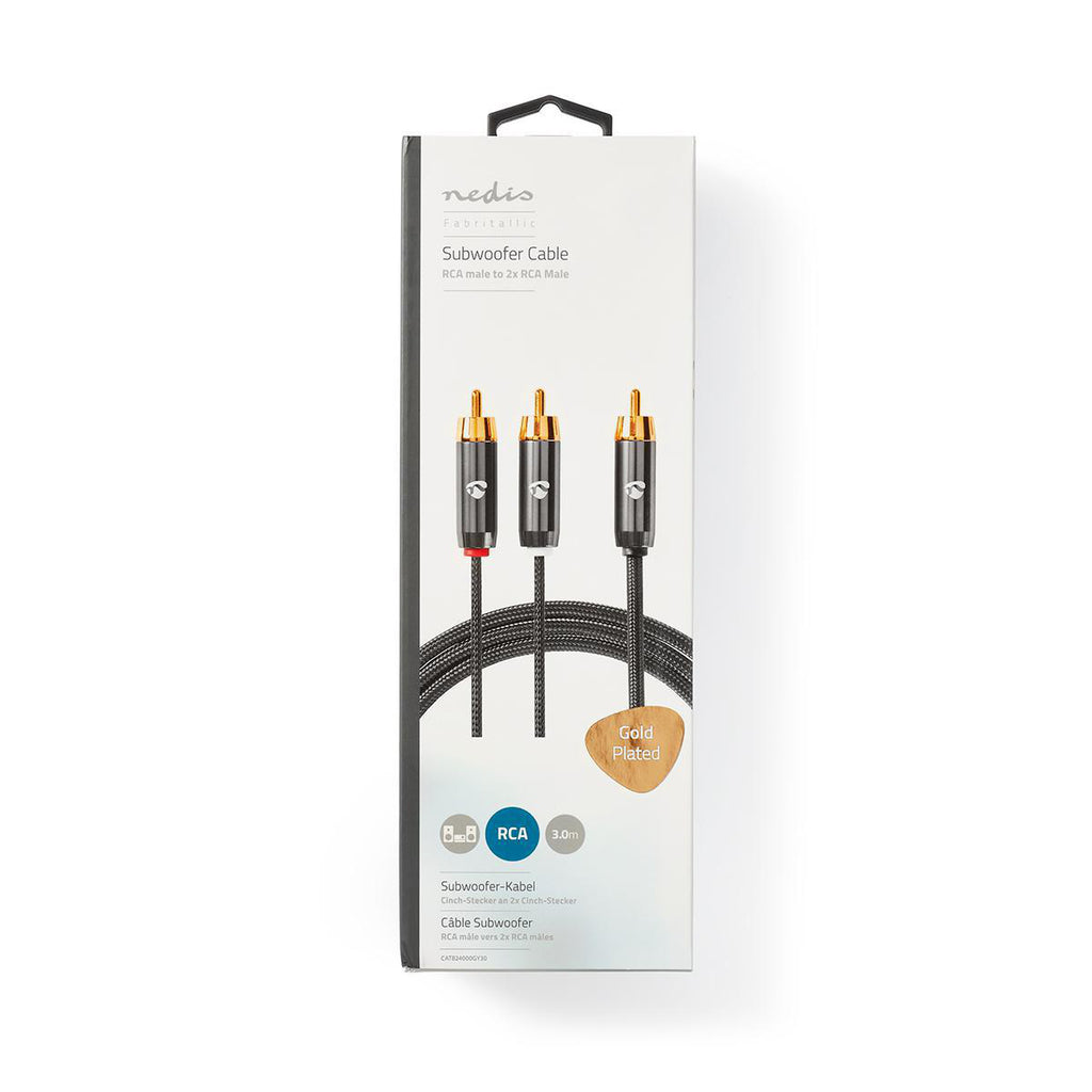 Mélynyomókábel | RCA Dugasz - 2 db RCA Dugasz | 3,0 m | Sötétszürke | Fonott