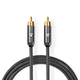Mélynyomó kábel | RCA Dugasz | RCA Dugasz | Aranyozott | 5.00 m | Kerek | 4.5 mm | Antracit / Gun Metal Szürke | Fedődoboz