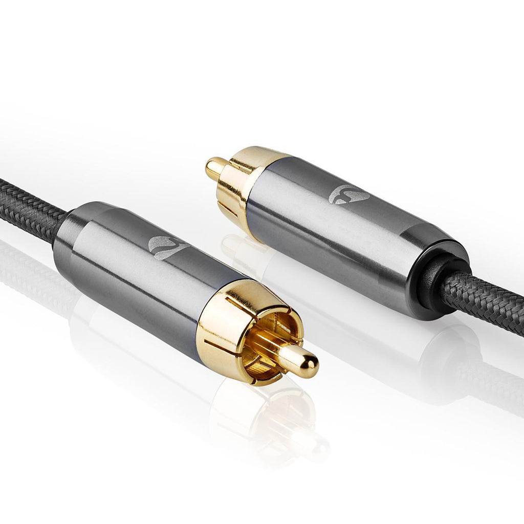 Mélynyomó kábel | RCA Dugasz | RCA Dugasz | Aranyozott | 5.00 m | Kerek | 4.5 mm | Antracit / Gun Metal Szürke | Fedődoboz