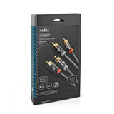 Sztereó audiokábel | 2x RCA Dugasz | 2x RCA Dugasz | Aranyozott | 2.00 m | Kerek | Gun Metal Szürke / Szürke | Ablakos Fedő Doboz