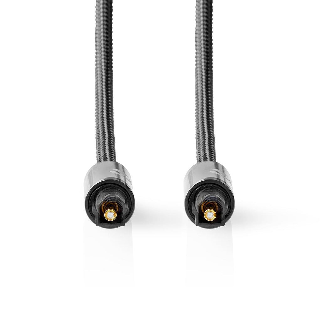 Optikai Audió Kábel | TosLink Dugasz | TosLink Dugasz | 1.00 m | Kerek | Pamutszövet | Fém Szürke/Fém Szürke | Ablakos Fedő Doboz