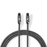 Optikai Audió Kábel | TosLink Dugasz | TosLink Dugasz | 1.00 m | Kerek | Pamutszövet | Fém Szürke/Fém Szürke | Ablakos Fedő Doboz