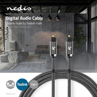Optikai Audió Kábel | TosLink Dugasz | TosLink Dugasz | 1.00 m | Kerek | Pamutszövet | Fém Szürke/Fém Szürke | Ablakos Fedő Doboz