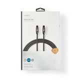 Optikai Audió Kábel | TosLink Dugasz | TosLink Dugasz | 1.00 m | Kerek | Pamutszövet | Fém Szürke/Fém Szürke | Ablakos Fedő Doboz