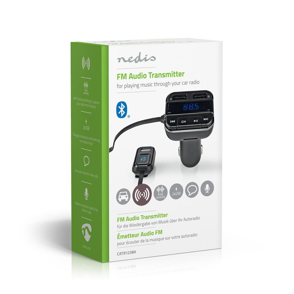 Autós FM-adókészülék | Bluetooth® | Profi Mikrofon | Zajkioltás | MicroSD-kártyanyílás | Kihangosított Hívás | Hangvezérlés | 2 db USB