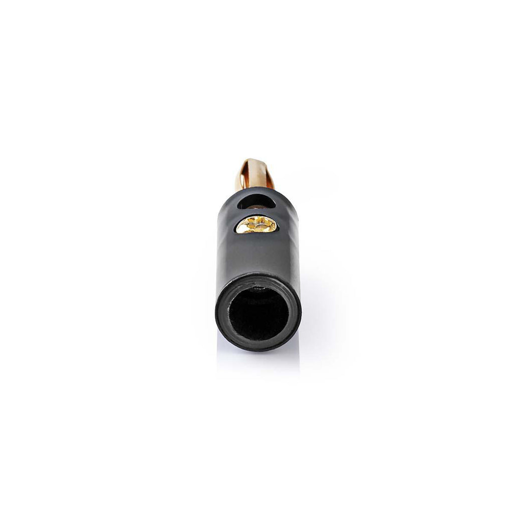 Banán csatlakozó | Egyenes | Dugasz | Aranyozott | Csavar | Bemenő kábel átmérő: 4.5 mm | PVC | Fekete | 25 db | Műanyag Zacskó