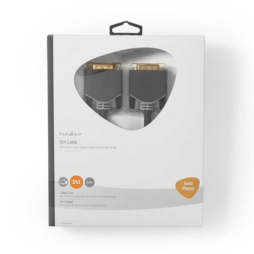 DVI Kábel | DVI-D 24+1 pólusú dugasz - DVI-D 24+1 pólusú dugasz | 2,0 m | Antracit