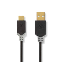 USB kábel | USB 2.0 | USB-A Dugasz | USB-C™ Dugasz | 480 Mbps | Aranyozott | 1.00 m | Kerek | PVC | Antracit | Ablakos Doboz