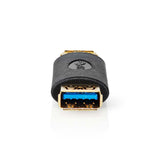 USB-A Adapter | USB 3.2 Gen 1 | USB-A Aljzat | USB-A Aljzat | 5 Gbps | Kerek | Aranyozott | Antracit | Doboz