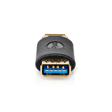 USB-A Adapter | USB 3.2 Gen 1 | USB-A Aljzat | USB-A Aljzat | 5 Gbps | Kerek | Aranyozott | Antracit | Doboz