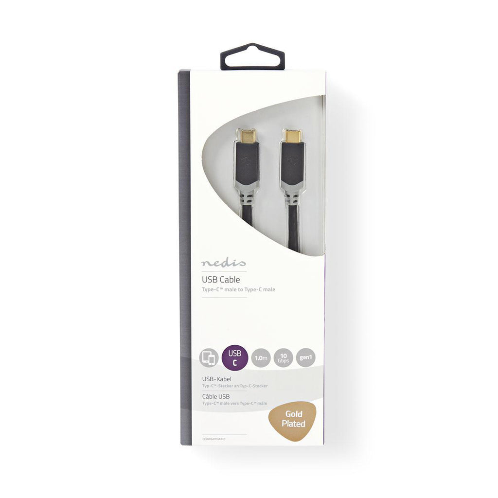 USB kábel | USB 3.2 Gen 1 | USB-C™ Dugasz | USB-C™ Dugasz | 4K@60Hz | 5 Gbps | Nikkelezett | 1.00 m | Kerek | PVC | Antracit | Ablakos Doboz