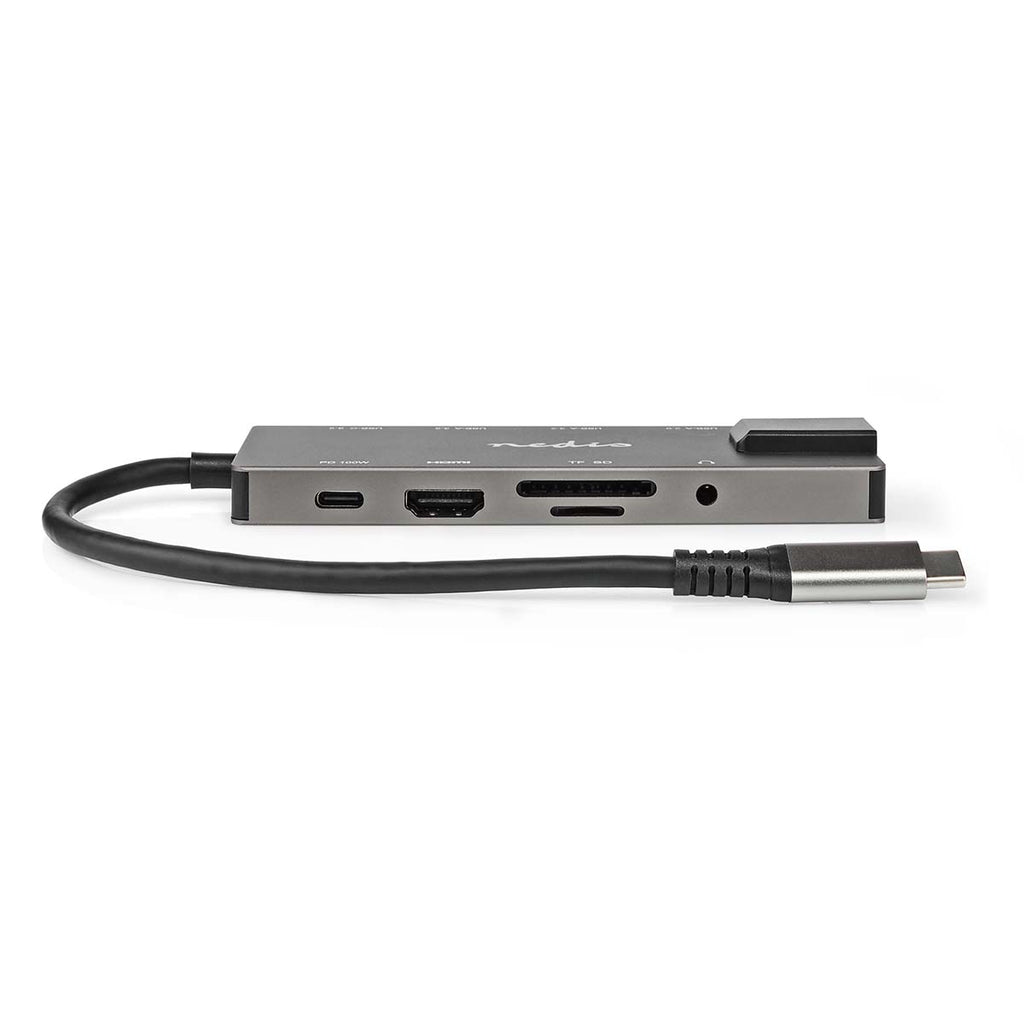 USB Dokkoló Állomás | USB 3.2 Gen 1 | USB-C™ Aljzat | HDMI™ Kimenet / RJ45 Aljzat / SD / 2x USB-C™ / 3.5 mm Aljzat / 3x USB-A Aljzat | 5 Gbps | 0.20 m | Kerek | Aranyozott | PVC | Antracit | Doboz