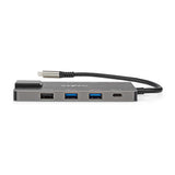 USB Dokkoló Állomás | USB 3.2 Gen 1 | USB-C™ Aljzat | HDMI™ Kimenet / RJ45 Aljzat / SD / 2x USB-C™ / 3.5 mm Aljzat / 3x USB-A Aljzat | 5 Gbps | 0.20 m | Kerek | Aranyozott | PVC | Antracit | Doboz
