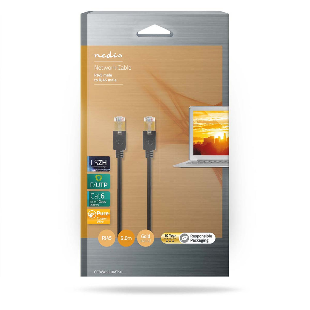 CAT6 hálózati kábel | RJ45 Dugasz | RJ45 Dugasz | F/UTP | 5.00 m | Kerek | LSZH / PVC | Antracit | Ablakos Doboz-2
