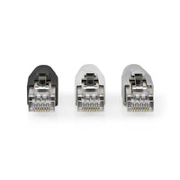 RJ45 csatlakozó | RJ45 Pass Through | Szilárd/szálas FTP CAT6 | Egyenes | Aranyozott | 10 db | PVC | Fehér / Fekete / Szürke | Doboz