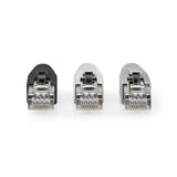 RJ45 csatlakozó | RJ45 Pass Through | Szilárd/szálas FTP CAT6 | Egyenes | Aranyozott | 10 db | PVC | Fehér / Fekete / Szürke | Doboz