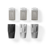 RJ45 csatlakozó | RJ45 Pass Through | Szilárd/szálas FTP CAT6 | Egyenes | Aranyozott | 10 db | PVC | Fehér / Fekete / Szürke | Doboz