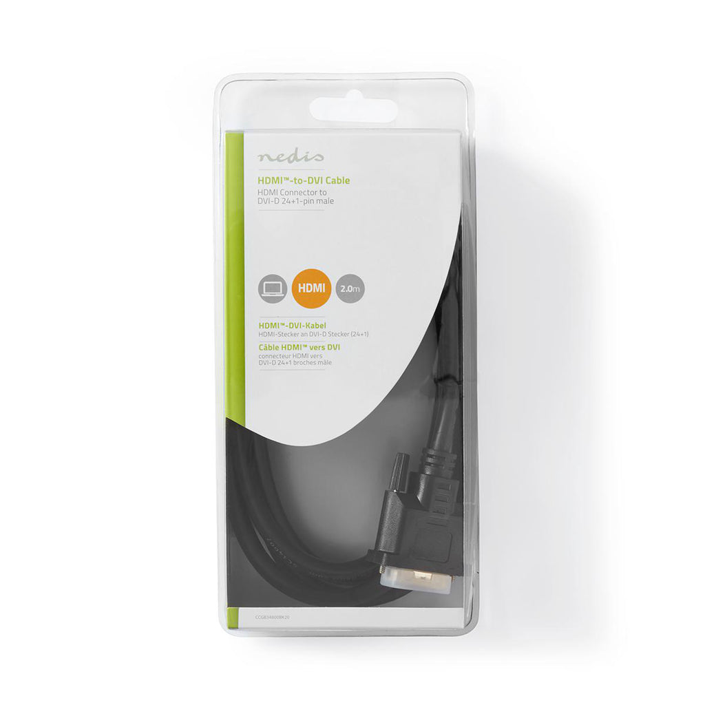 HDMI™ kábel | HDMI™ Csatlakozó | DVI-D 24+1-Érintkezős Dugasz | 1080p | Nikkelezett | 2.00 m | Egyenes | PVC | Fekete | Buborékfólia